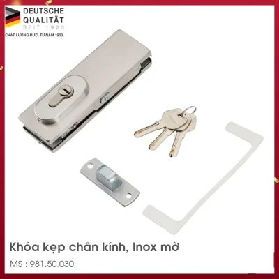 Khóa kẹp chân kính inox mờ Hafele 981.50.030