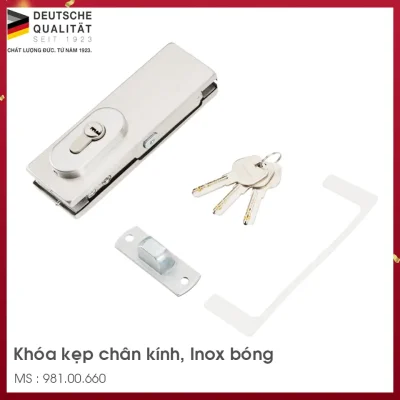 Khóa kẹp chân kính inox bóng Hafele 981.00.660