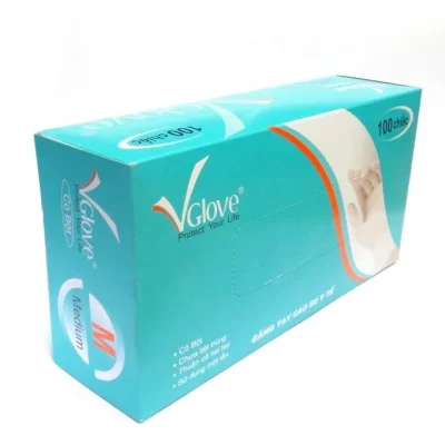 Găng tay y tế có bột 24cm Vglove 5.0g (Hộp 100 cái)