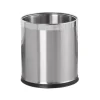 Thùng rác inox văn phòng 10L không nắp, thân trụ Ø22.5 x 27cm, màu trắng, đáy cao su chống trượt