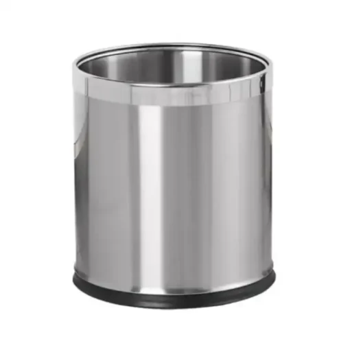 Thùng rác inox văn phòng 10L không nắp, thân trụ Ø22.5 x 27cm, màu trắng, đáy cao su chống trượt Thùng rác inox văn phòng 10L không nắp, thân trụ Ø22.5 x 27cm, màu trắng, đáy cao su chống trượt