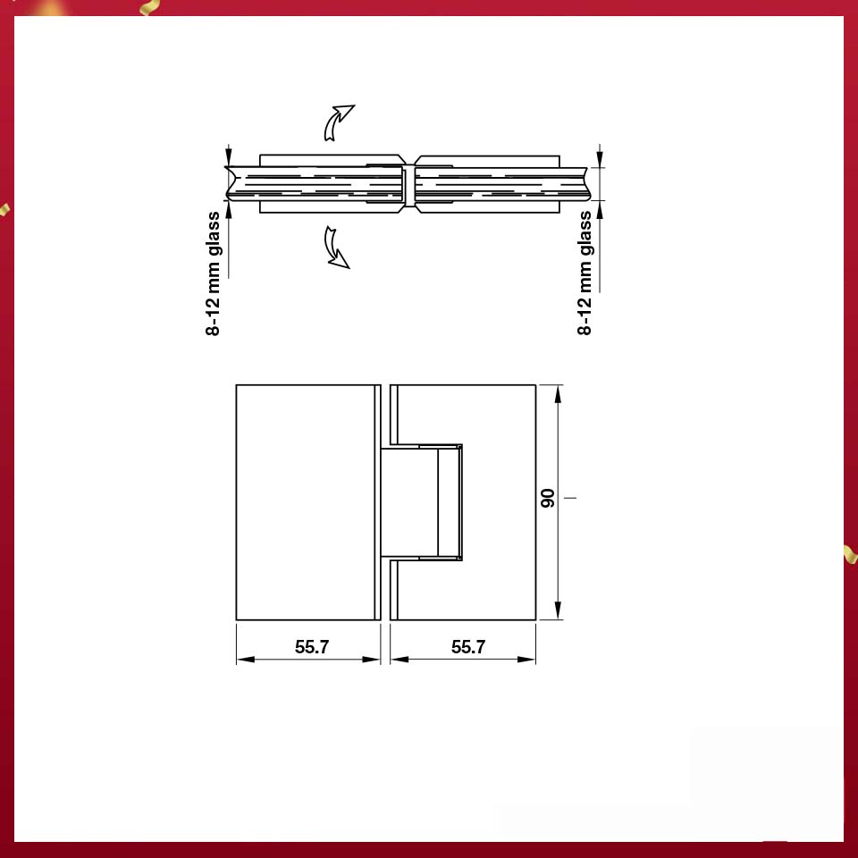 BẢN LỀ KÍNH - KÍNH 180 ĐỘ Màu Đen Hafele 981.77.903 BẢN LỀ KÍNH - KÍNH 180 ĐỘ Màu Đen Hafele 981.77.903